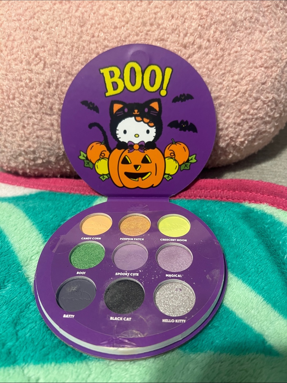 Hello Kitty Halloween Eyeshadow Palette - Purple, Yellow, Green, Black, Silver